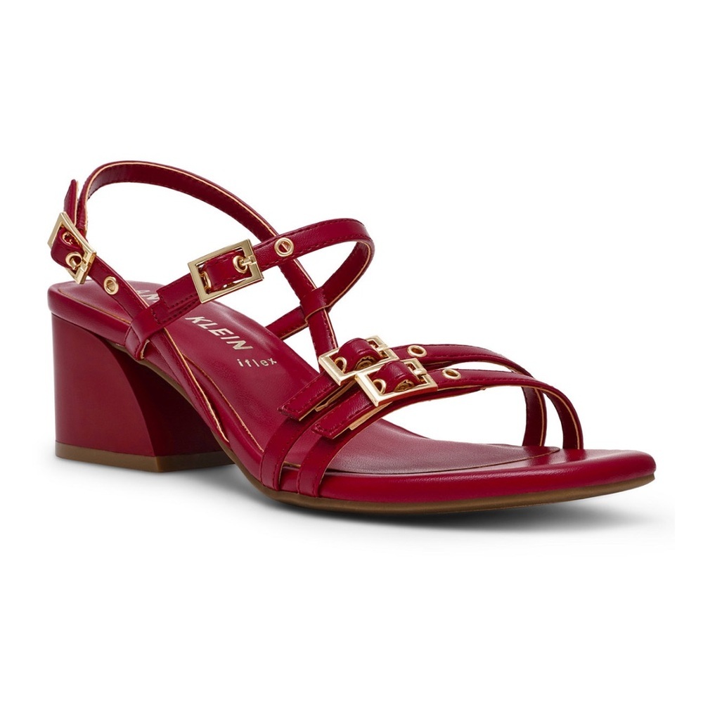 Anne Klein Women's Mackenzie Strappy Buckle Block Heel Dress Sandals- Size 6.5